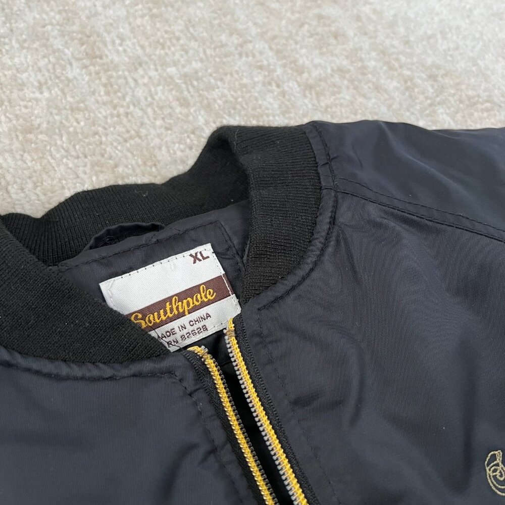 Y2K South Pole Zip Up Black Gold Bomber Jacket XL - Picture 9 of 14